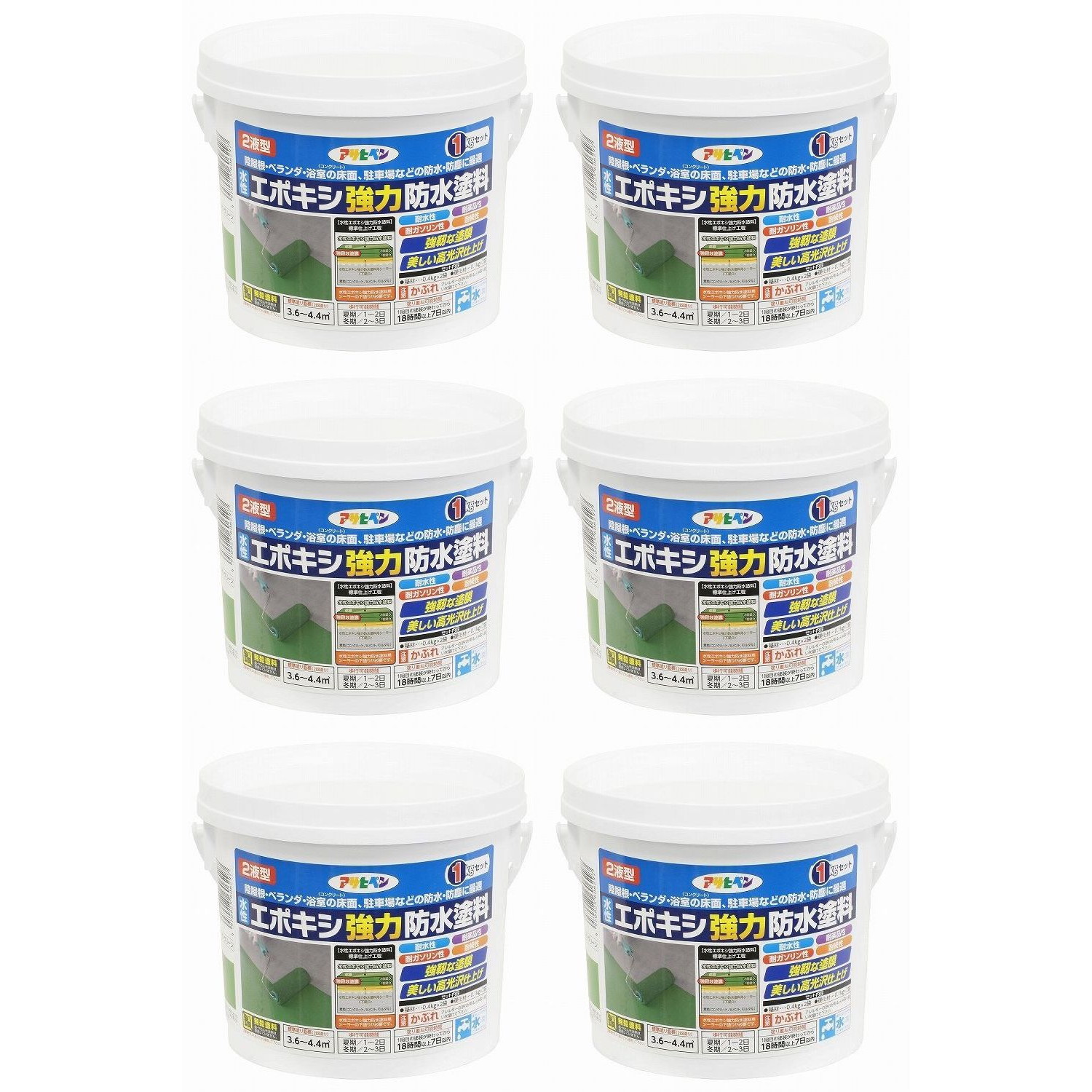 アサヒペン　水性エポキシ強力防水塗料　１ＫＧセット　ライトグリーン 6個セット