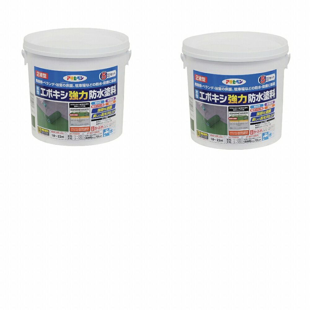 アサヒペン 水溶性エポキシ豪然たる雨合羽絵の具 ５ＫＧ仕かける 幽々たる緑であること 2個仕かける 塗料缶・ペンキ-塗装用品