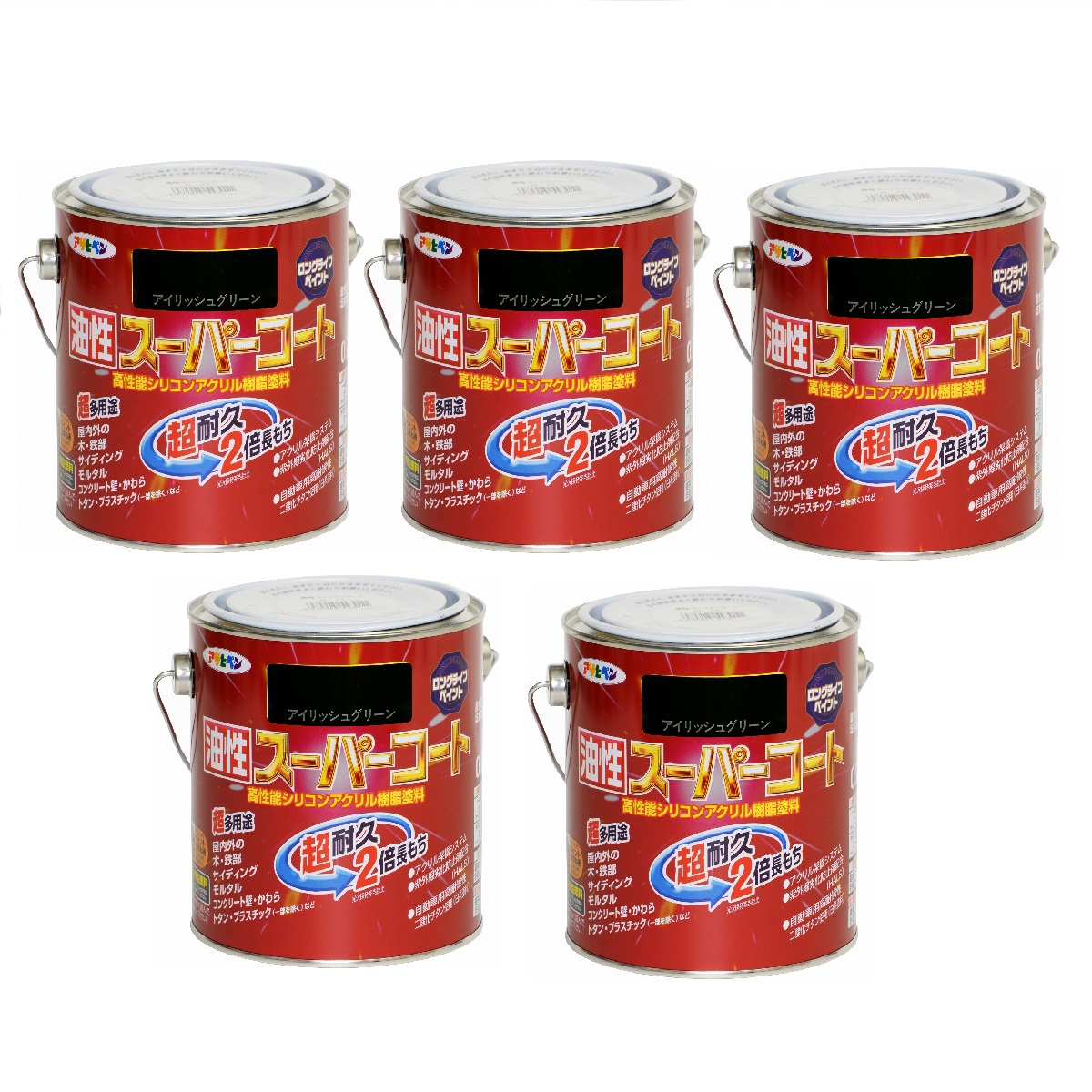 アサヒペン 油性スーパーコート ０．７Ｌ アイリッシュグリーン 5缶セット｜buckteeth shop 店 10,344円