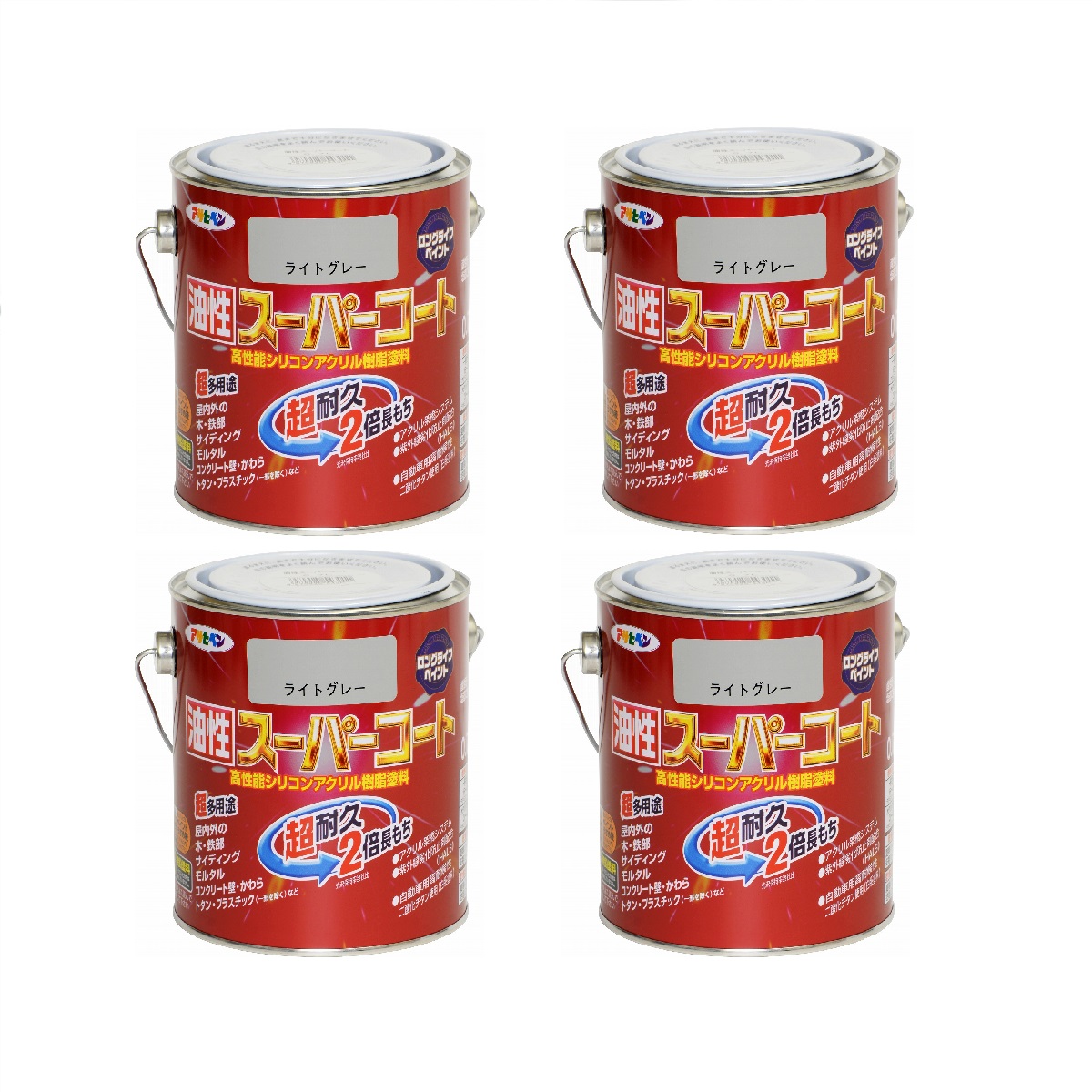 アサヒペン 油性スーパーコート ０．７Ｌ ライトグレー 4缶セット｜buckteeth shop 店
