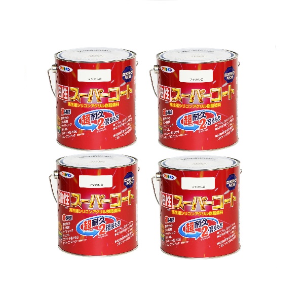 アサヒペン 油性スーパーコート 1.6L ツヤ消し白 4缶セット|buckteeth shop 店