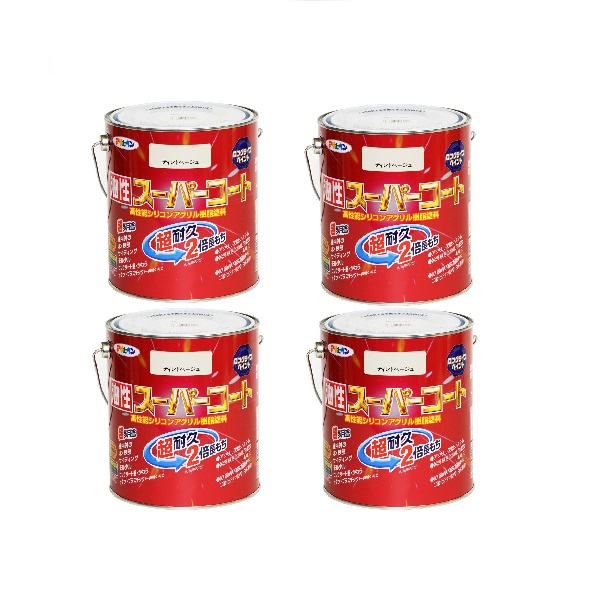 アサヒペン 油性スーパーコート 1.6L ティントベージュ 4缶セット|buckteeth shop 店