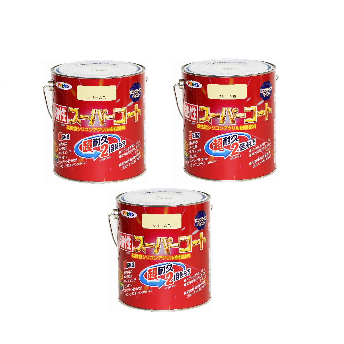 アサヒペン 油性スーパーコート １．６Ｌ クリーム色 3缶セット 9,354円