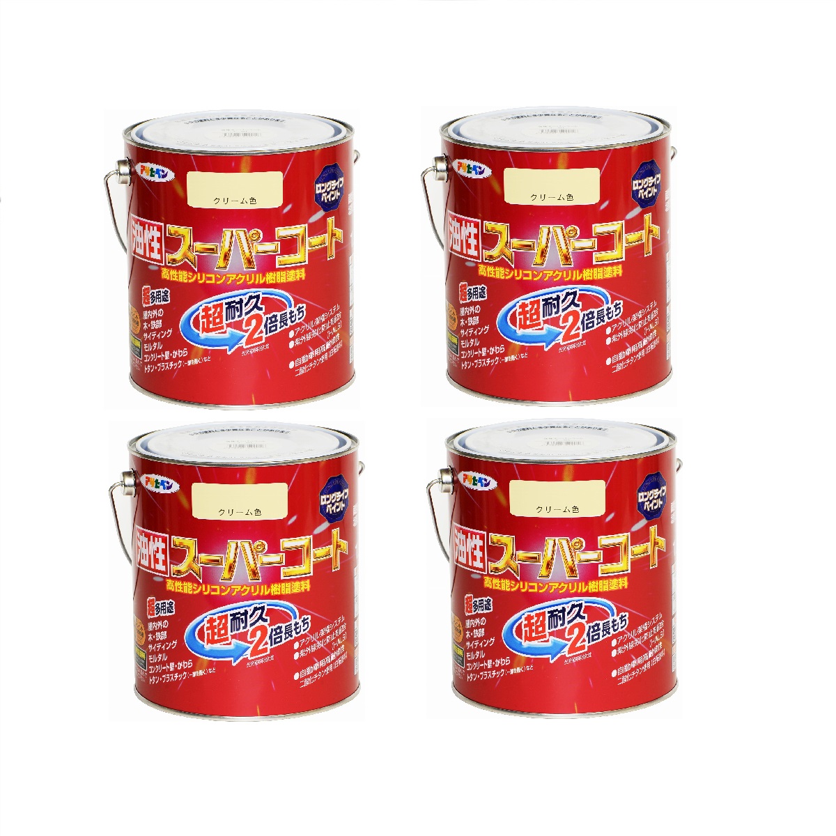 アサヒペン 油性スーパーコート 1.6L クリーム色 4缶セット|buckteeth shop 店