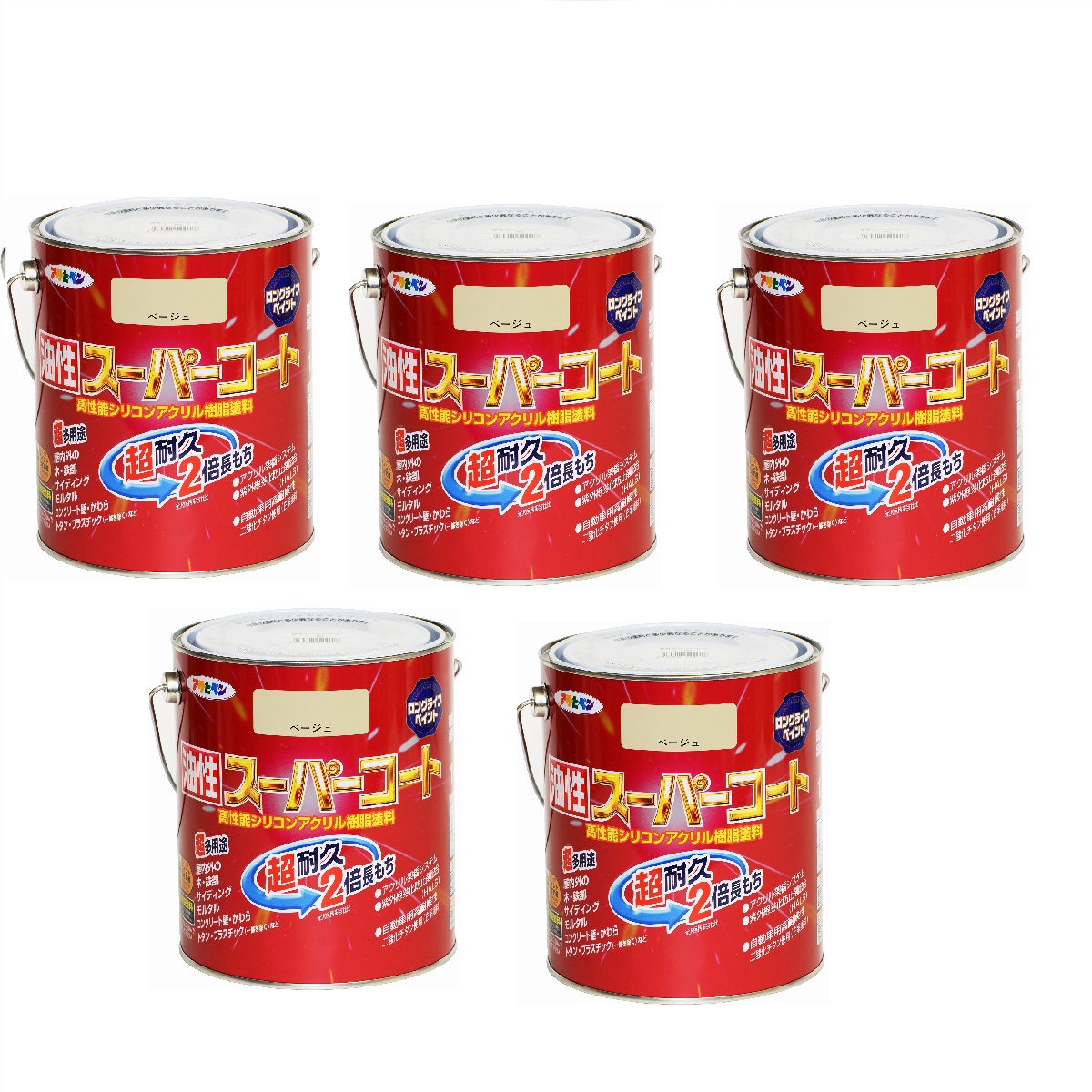 アサヒペン 油性スーパーコート 1.6L ベージュ 5缶セット|buckteeth shop 店