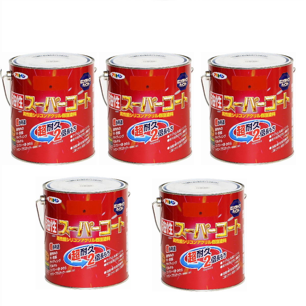 アサヒペン 油性スーパーコート 1.6L 赤 5缶セット|buckteeth shop 店
