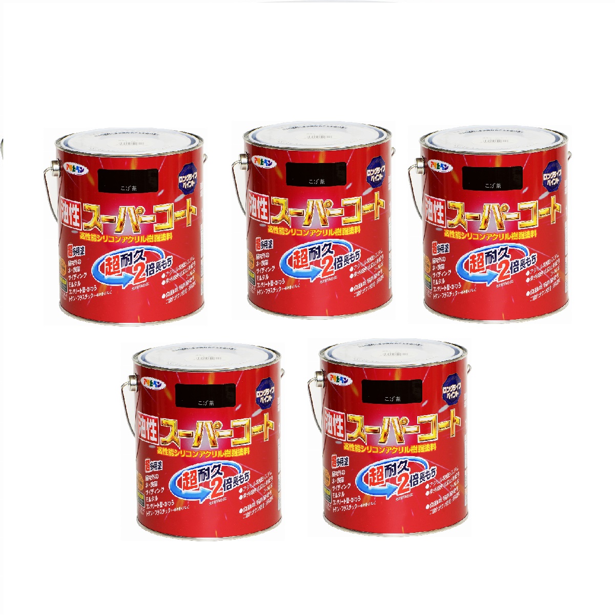 アサヒペン 油性スーパーコート 1.6L こげ茶 5缶セット|buckteeth shop 店