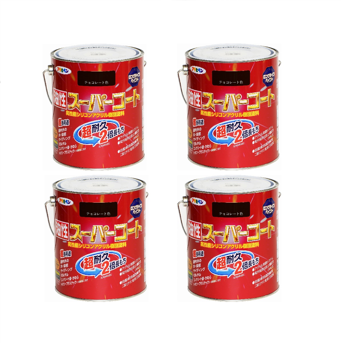 アサヒペン 油性スーパーコート 1.6L チョコレート 4缶セット|buckteeth shop 店