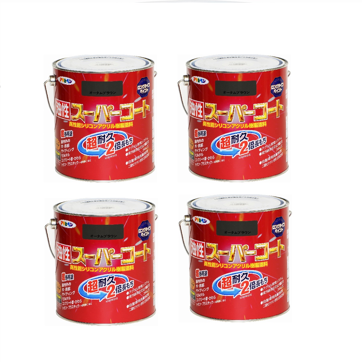 アサヒペン 油性スーパーコート 1.6L オータムブラウン 4缶セット|buckteeth shop 店