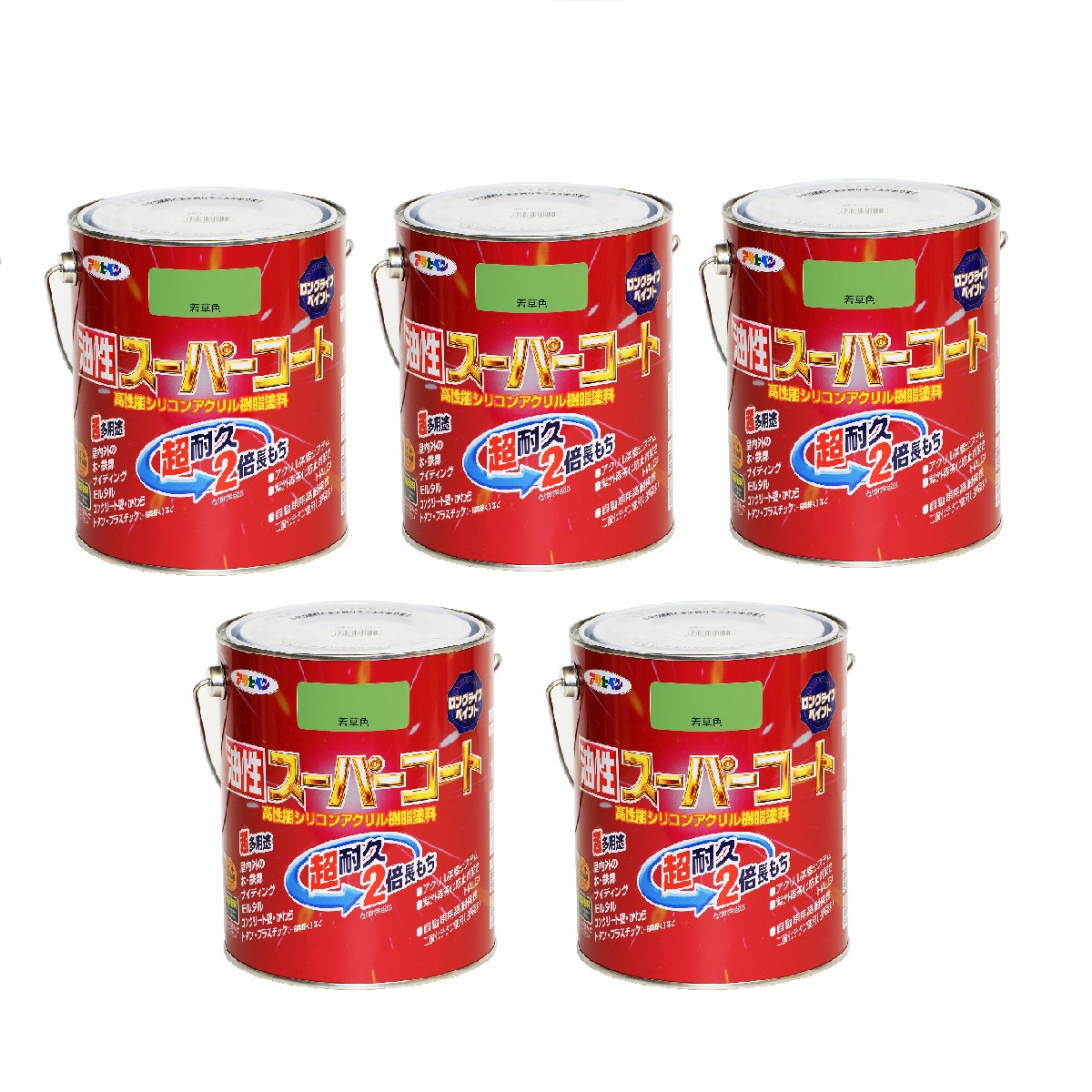 アサヒペン 油性スーパーコート 1.6L 若草色 5缶セット|buckteeth shop 店