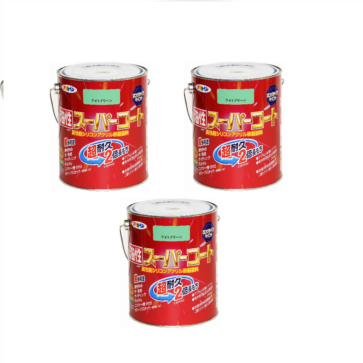 アサヒペン 油性スーパーコート 1.6L ライトグリーン 3缶セット