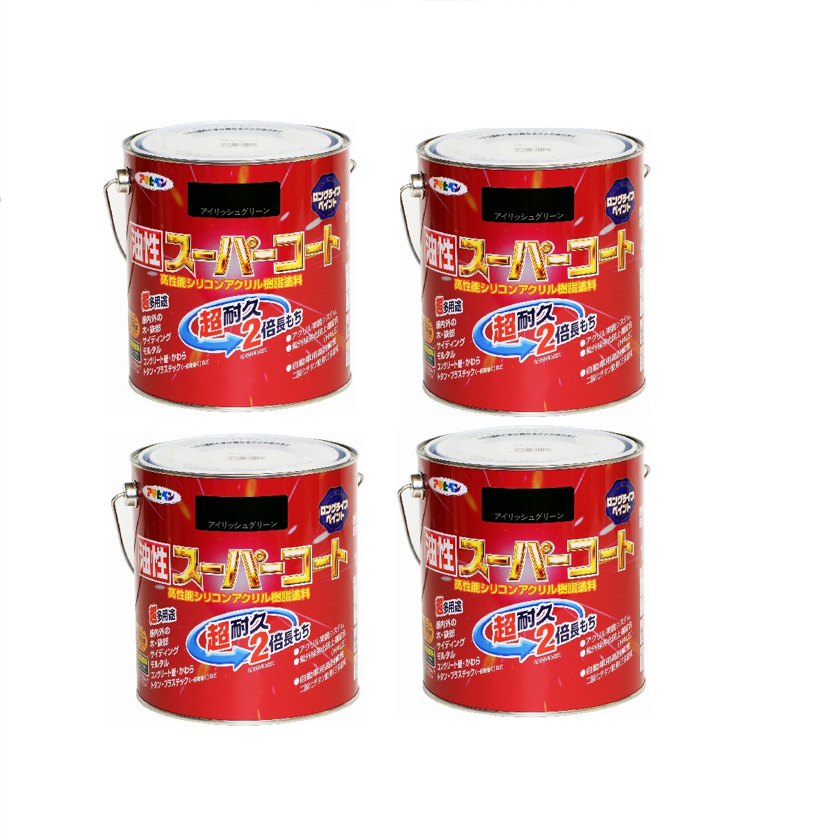 アサヒペン 油性スーパーコート １．６Ｌ アイリッシュグリーン 4缶セット