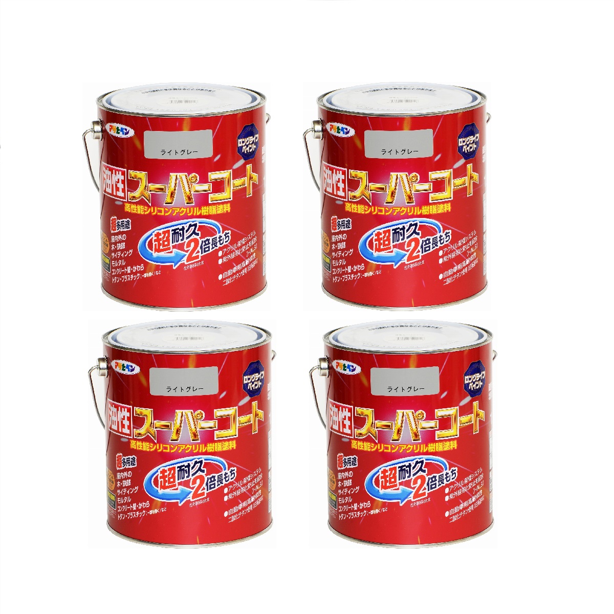 アサヒペン 油性スーパーコート １．６Ｌ ライトグレー 4缶セット