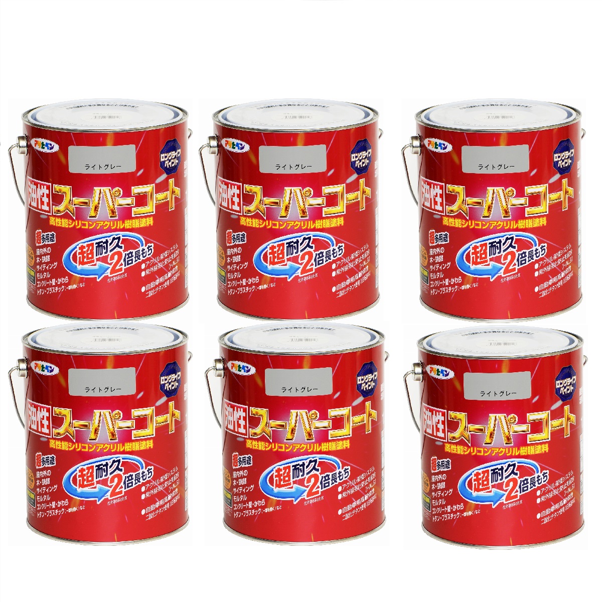 アサヒペン 油性スーパーコート １．６Ｌ ライトグレー 6缶セット