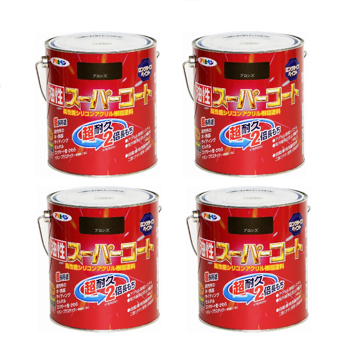 アサヒペン 油性スーパーコート １．６Ｌ ブロンズ 4缶セット