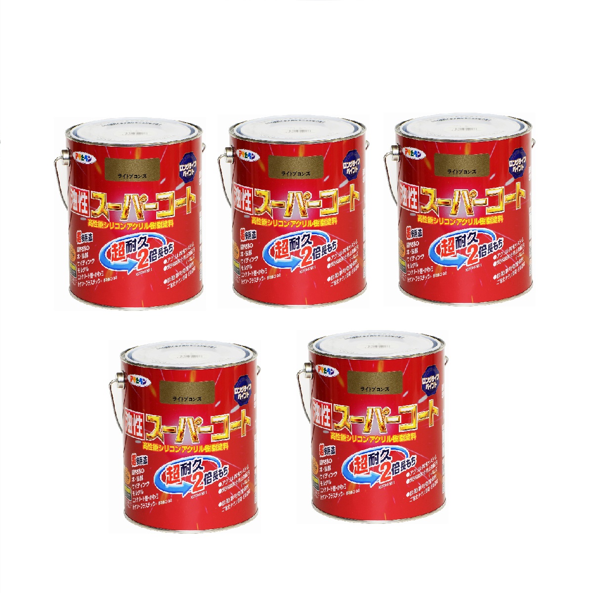 アサヒペン 油性スーパーコート １．６Ｌ ライトブロンズ 5缶セット｜buckteeth shop 店 17,409円