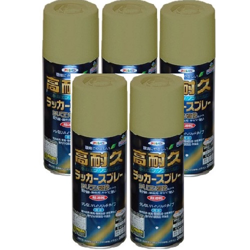 アサヒペン 高耐久ラッカースプレー ３００ＭＬ ゴールド 5缶セット