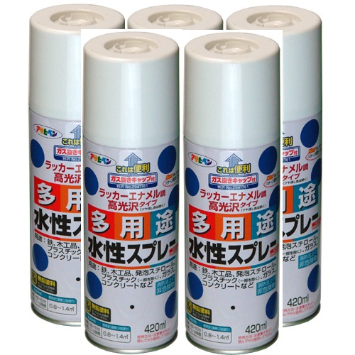 アサヒペン 水性多用途スプレー ４２０ＭＬ ブライトイエロー 5缶セット