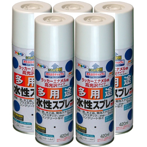 アサヒペン 水性多用途スプレー ４２０ＭＬ ツヤ消しクリヤ 5缶セット