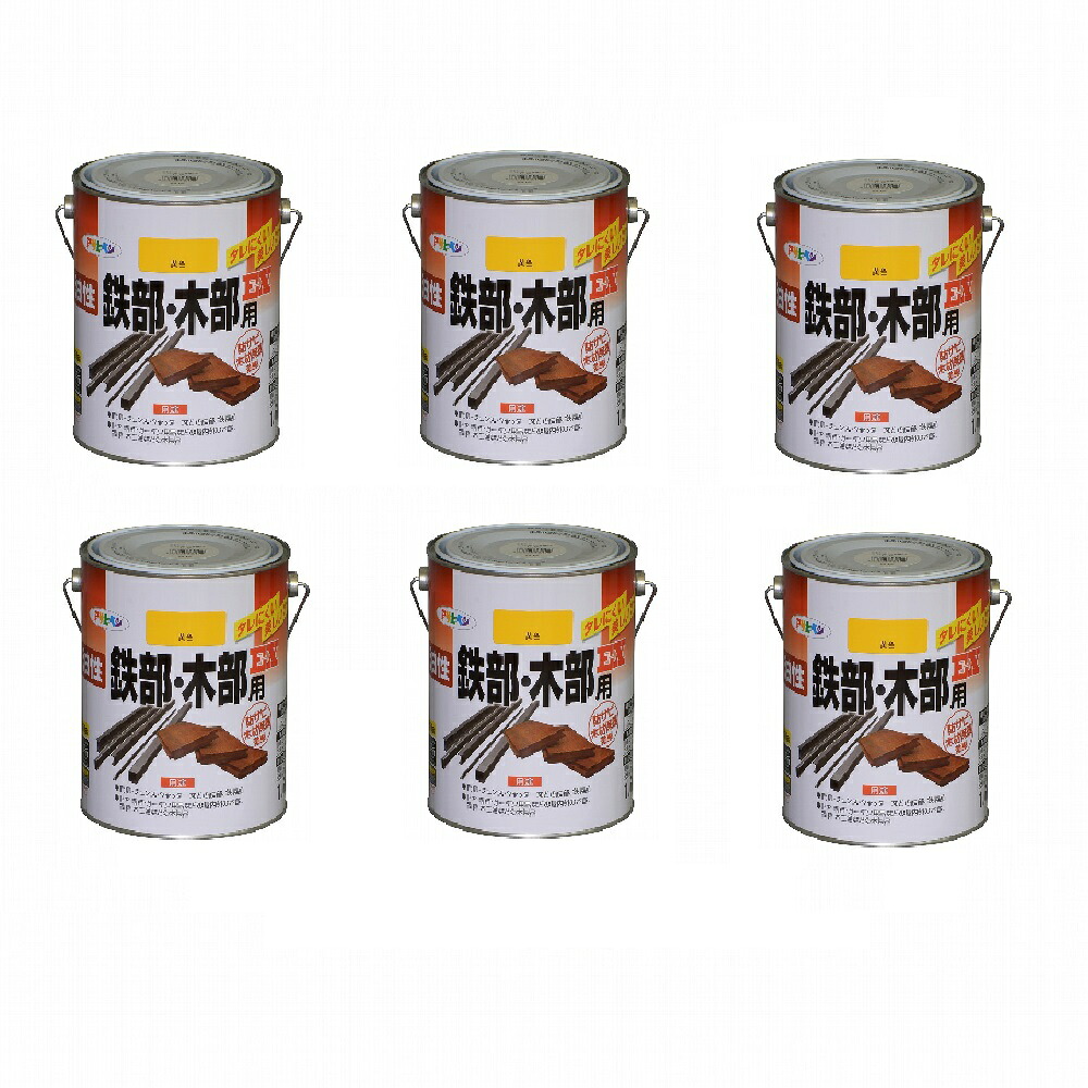 アサヒペン 油性鉄部・木部用ＥＸ １．６Ｌ 黄色 6缶セット