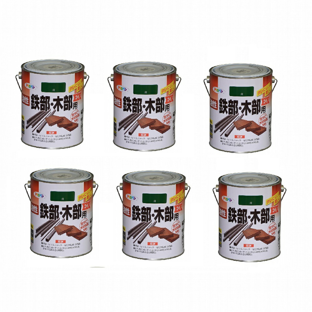 アサヒペン 油性鉄部・木部用ＥＸ １．６Ｌ 緑 6缶セット