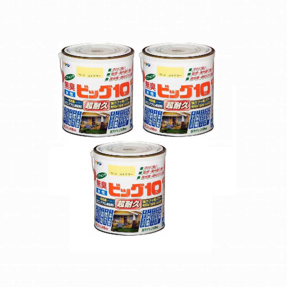 アサヒペン 水性ビッグ１０多用途 １．６Ｌ ２０７ニースイエロー 3缶セット