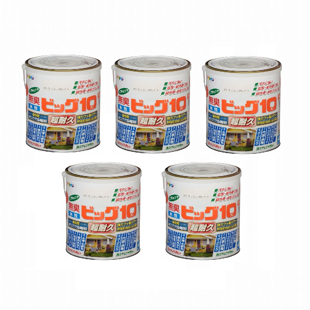 アサヒペン 水性ビッグ10多用途 1.6L 220アッシュホワイト 5缶セット|buckteeth shop 店