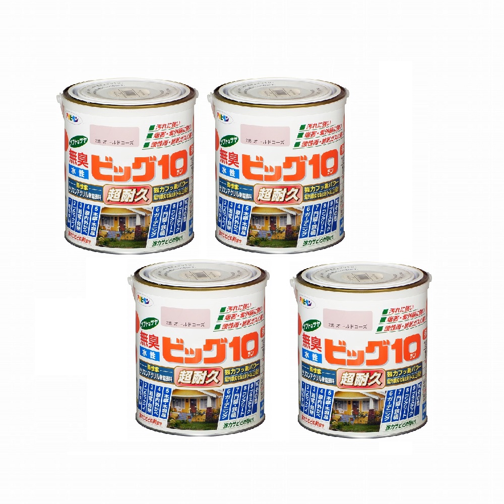 アサヒペン 水性ビッグ10多用途 1.6L 226オールドローズ 4缶セット|buckteeth shop 店