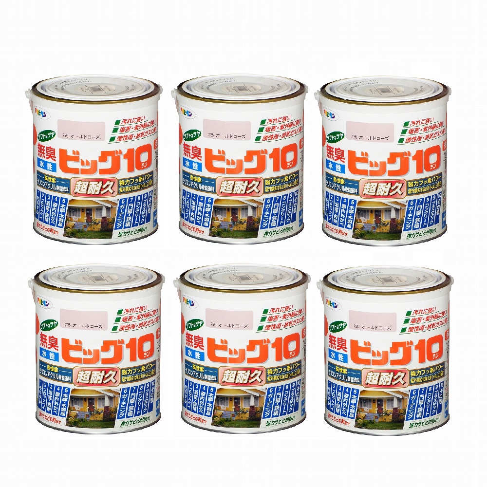 アサヒペン 水性ビッグ１０多用途 １．６Ｌ ２２６オールドローズ 6缶セット｜buckteeth shop 店