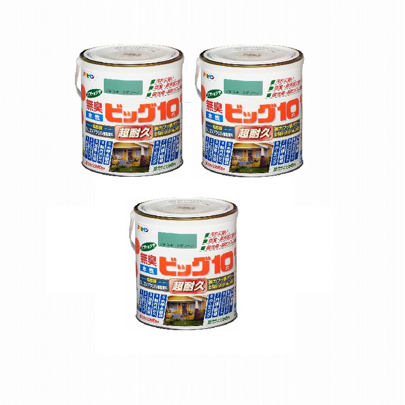 アサヒペン 水性ビッグ１０多用途 １．６Ｌ ２３９スモークグリーン 3缶セット