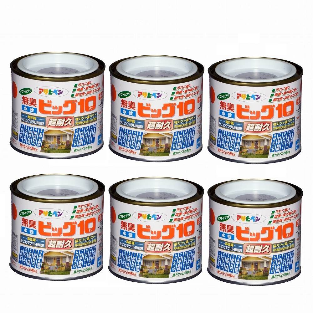 アサヒペン 水性ビッグ10多用途 1/5L 236ウォームグレー 6缶セット
