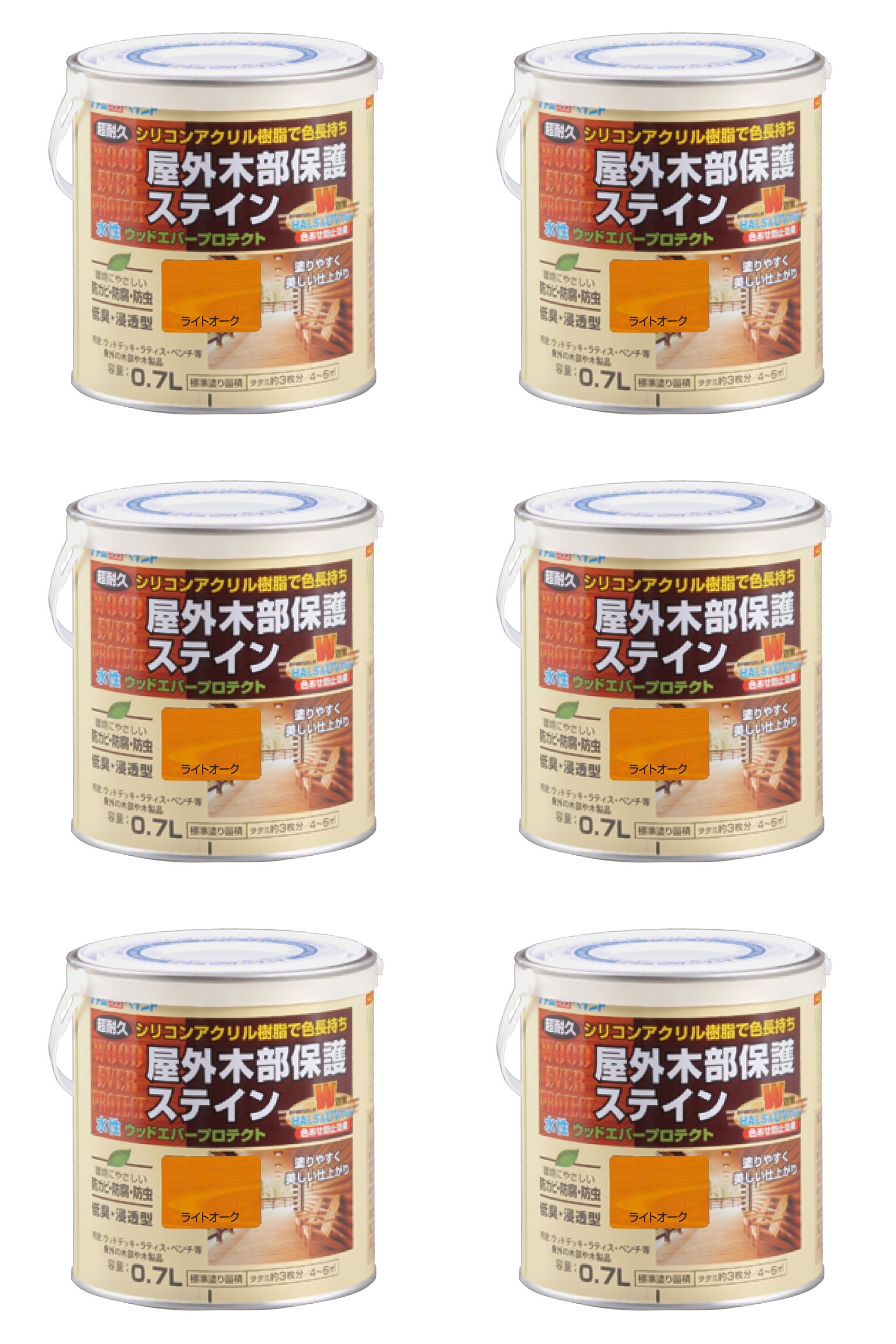 アトムハウスペイント 水性ウッドエバープロテクト 0.7L ライトオーク 6缶セット