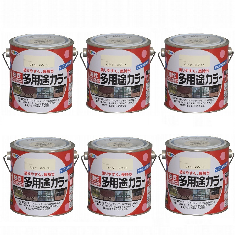 アサヒペン 油性多用途カラー 0.7L ミルキーホワイト 6缶セット|buckteeth shop 店