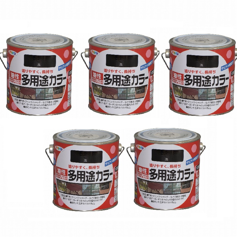 アサヒペン　油性多用途カラー　０．７Ｌ　黒 5缶セット