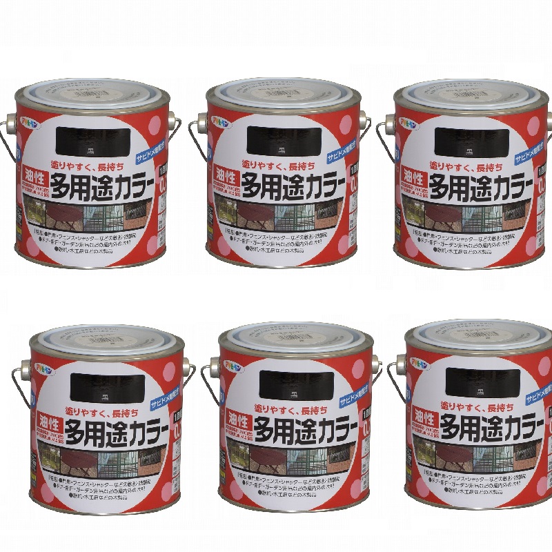 アサヒペン 油性多用途カラー 0.7L 黒 6缶セット|buckteeth shop 店