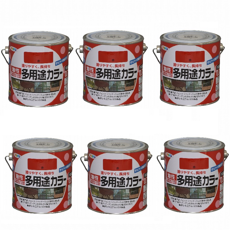 アサヒペン 油性多用途カラー 0.7L 赤 6缶セット|buckteeth shop 店