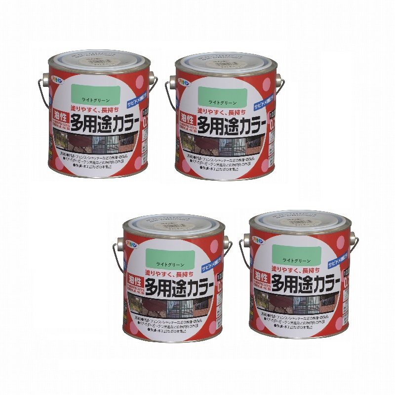 アサヒペン 油性多用途カラー 0.7L ライトグリーン 4缶セット|buckteeth shop 店
