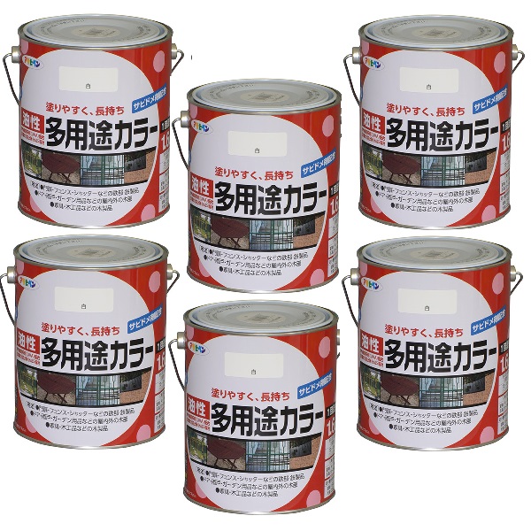 アサヒペン 油性多用途カラー １．６Ｌ 白 6缶セット｜buckteeth shop 店