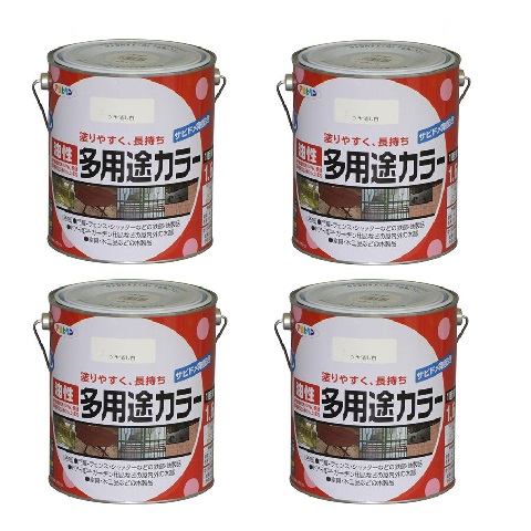 アサヒペン 油性多役立つこと色合い １．６Ｌ ツヤ消し白 4缶仕かける 塗装用品-花・ガーデン・DIY