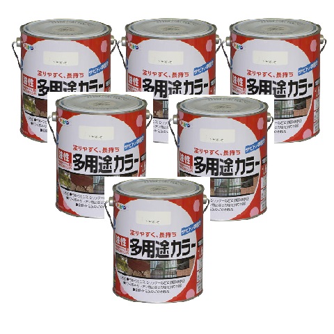 アサヒペン 油性多用途カラー 1.6L ツヤ消し白 6缶セット|buckteeth shop 店