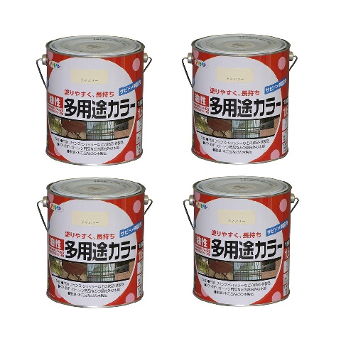 アサヒペン 油性多用途カラー １．６Ｌ アイボリー 4缶セット