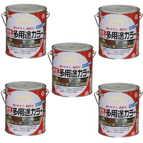 アサヒペン 油性多用途カラー 1.6L アイボリー 5缶セット|buckteeth shop 店