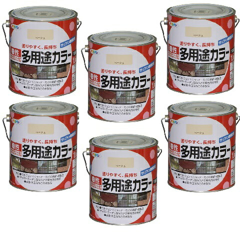 アサヒペン 油性多役立つこと色合い １．６Ｌ ベージュ 6缶仕かける DIY・工具-塗装用品