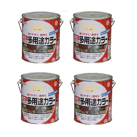 アサヒペン 油性多用途カラー １．６Ｌ クリーム 4缶セット