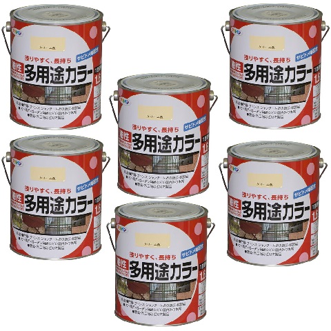 アサヒペン 油性多用途カラー 1.6L クリーム 6缶セット|buckteeth shop 店