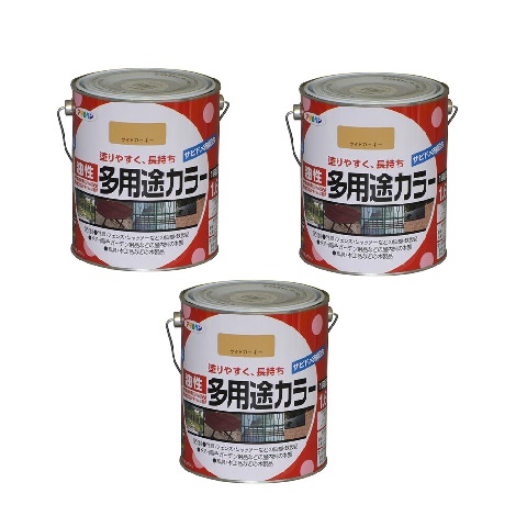 アサヒペン 油性多用途カラー １．６Ｌ ライトカーキー 3缶セット｜buckteeth shop 店
