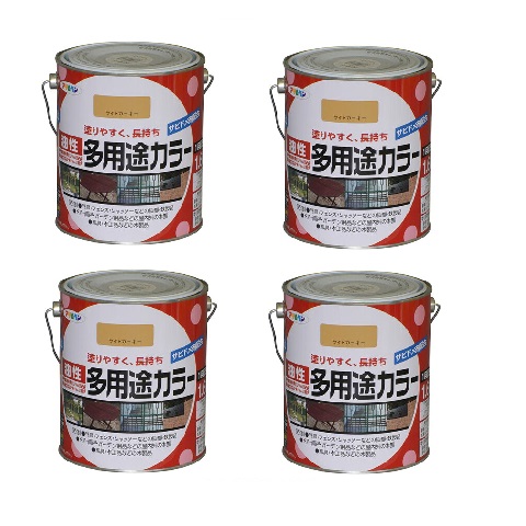 アサヒペン 油性多役立つこと色合い １．６Ｌ ライトカーキー 4缶仕かける 塗料缶・ペンキ-DIY・工具-花・ガーデン・DIY
