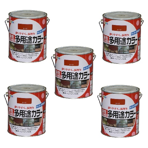 アサヒペン 油性多用途カラー 1.6L 赤さび 5缶セット|buckteeth shop 店