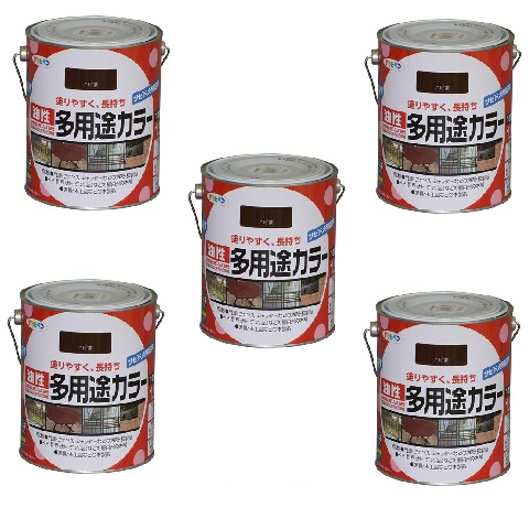 アサヒペン 油性多用途カラー 1.6L こげ茶 5缶セット|buckteeth shop 店
