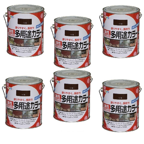 アサヒペン 油性多用途カラー 1.6L こげ茶 6缶セット|buckteeth shop 店